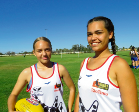  Noranda: female Indigenous footy players show off skills at 2018 Kirby Bentley Cup