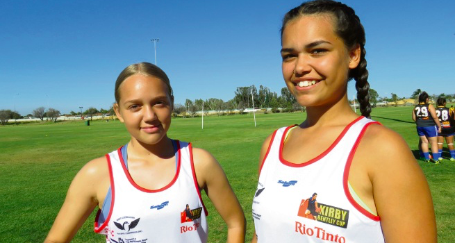  Noranda: female Indigenous footy players show off skills at 2018 Kirby Bentley Cup
